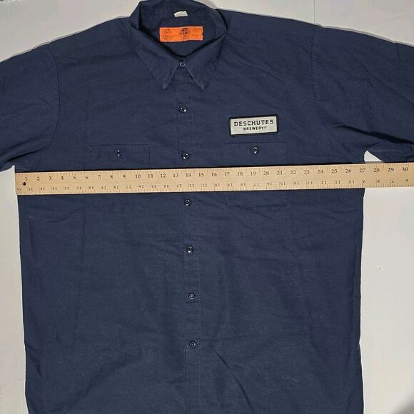 Deschutes Brewery Work Shirt Mens XXLarge Short Sleeve Button Up Navy Red Kap - Picture 6 of 6